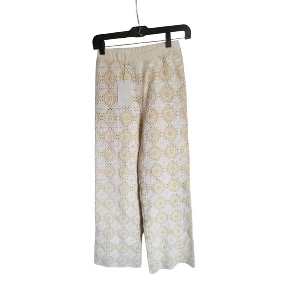 Zara  NWT Floral Crochet High Waist Trousers Girls Tall Size 12 - Picture 8 of 11